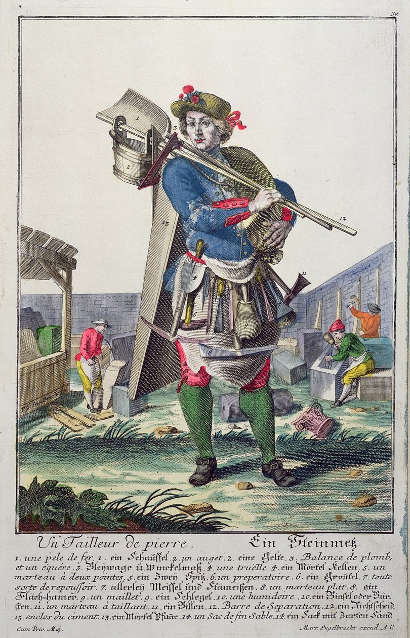 O pedreiro, c.1735 de Martin Engelbrecht