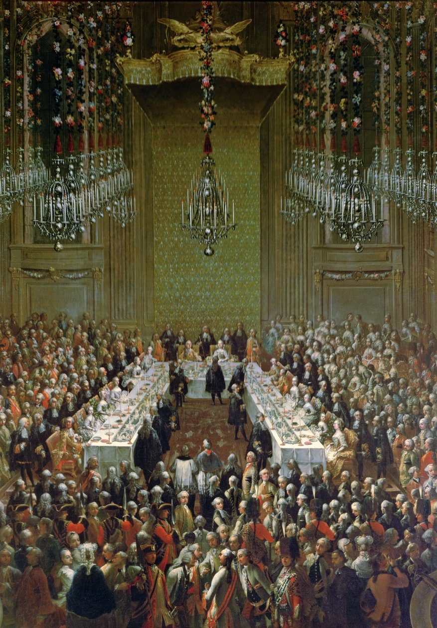 Banquete na Redoutensaal, Viena, 1760 (detalhe de 66717) de Martin II Mytens or Meytens