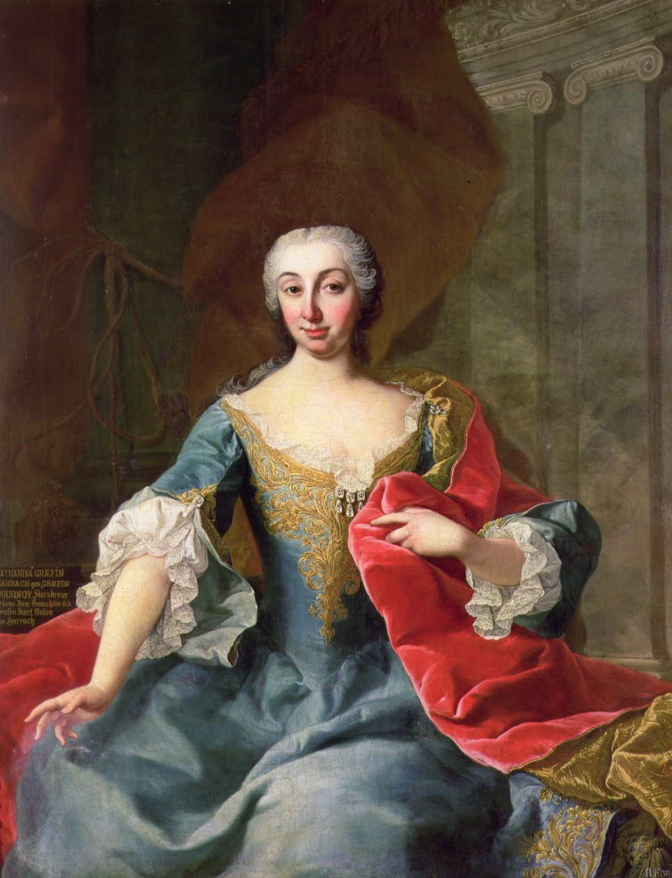 Katherina, condessa Harrach nee Condessa Bouqnoy, esposa do conde Karl Anton von Harrach, século XVIII de Martin II Mytens or Meytens