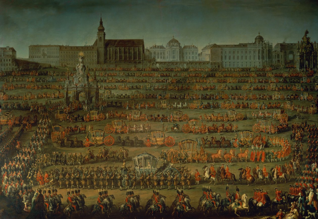 A chegada de Isabella de Parma por ocasião do seu casamento com José II, 1760 de Martin II Mytens or Meytens