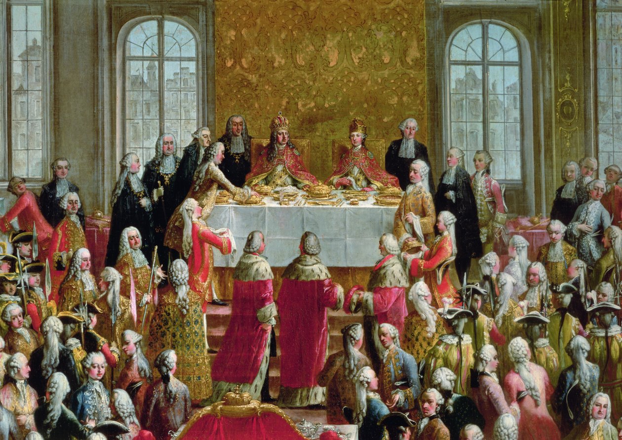 O Banquete de Coroação de José II (1741-1790), Imperador da Alemanha, 1764 (detalhe) de Martin II Mytens or Meytens