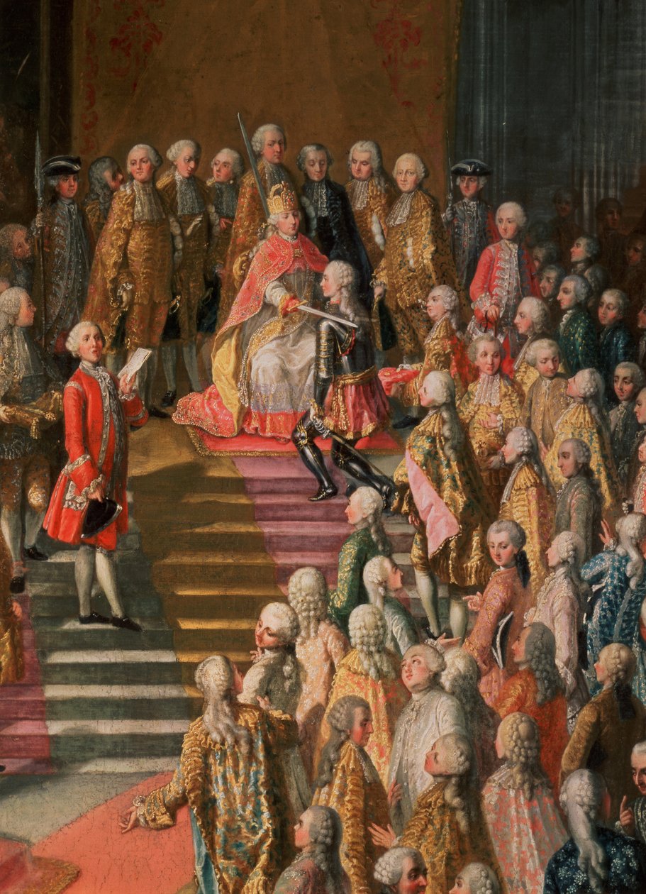 A Investidura de José II (1741-1790) Imperador da Alemanha na Catedral de Frankfurt, após sua coroação, 1764 (detalhe de 67401) de Martin II Mytens or Meytens