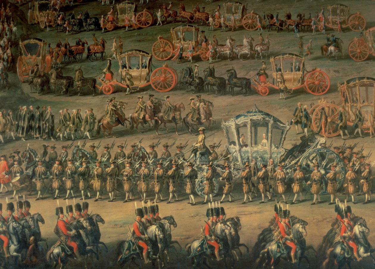 A chegada de Isabel de Parma por ocasião do seu casamento a José II (posteriormente Imperador da Alemanha), 1760 de Martin II Mytens or Meytens