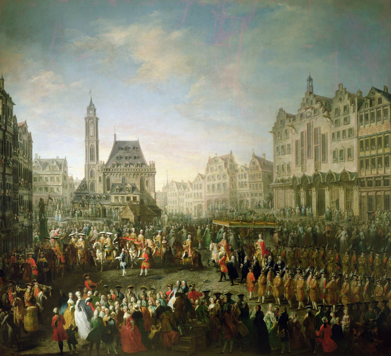 A procissão de coroação de José II (1741-1790), em Romerberg, 1764 de Martin II Mytens or Meytens