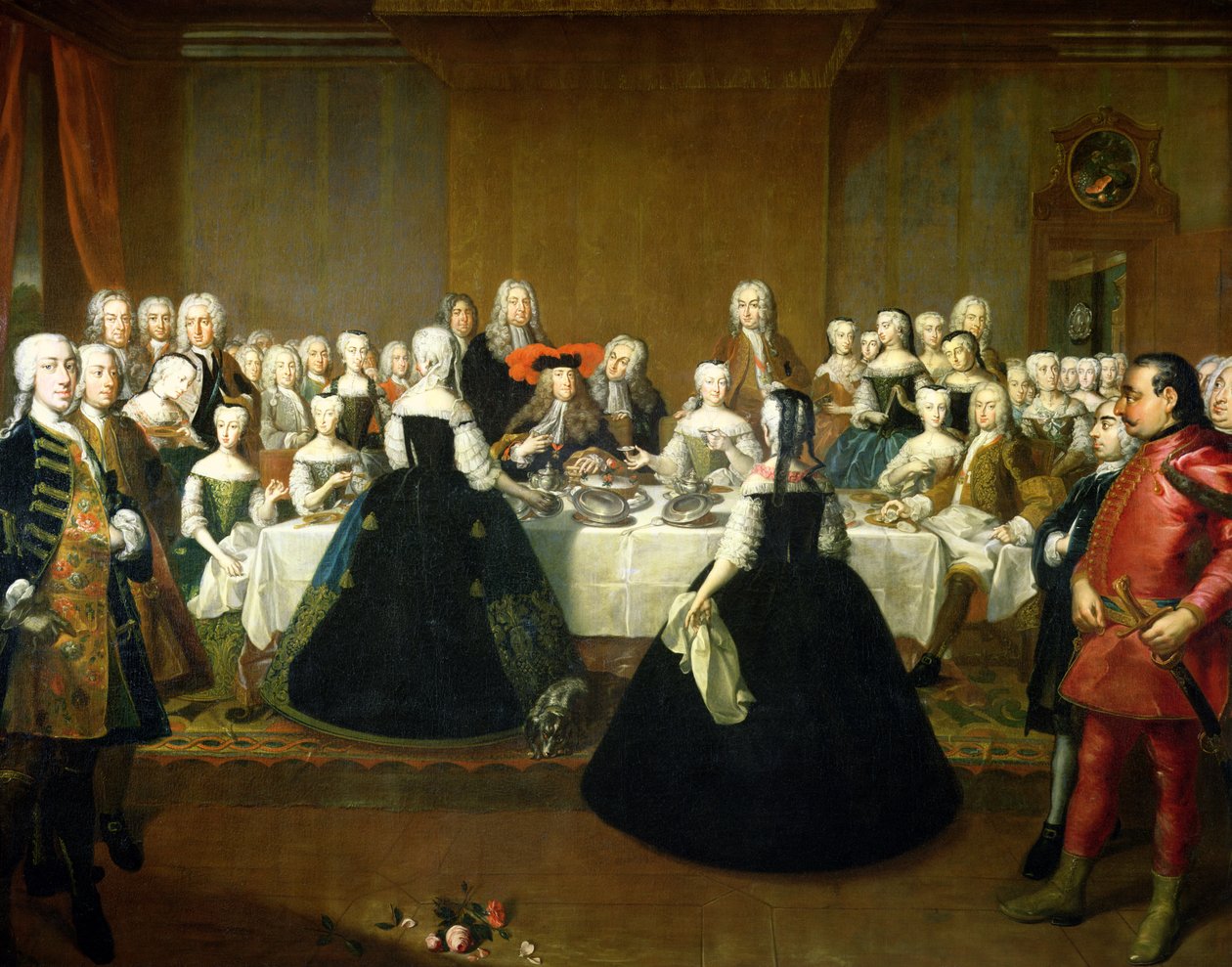 Café da manhã do casamento da Imperatriz Maria Teresa da Áustria e Francisco de Lorena, mais tarde Francisco I, c.1736 de Martin II Mytens or Meytens