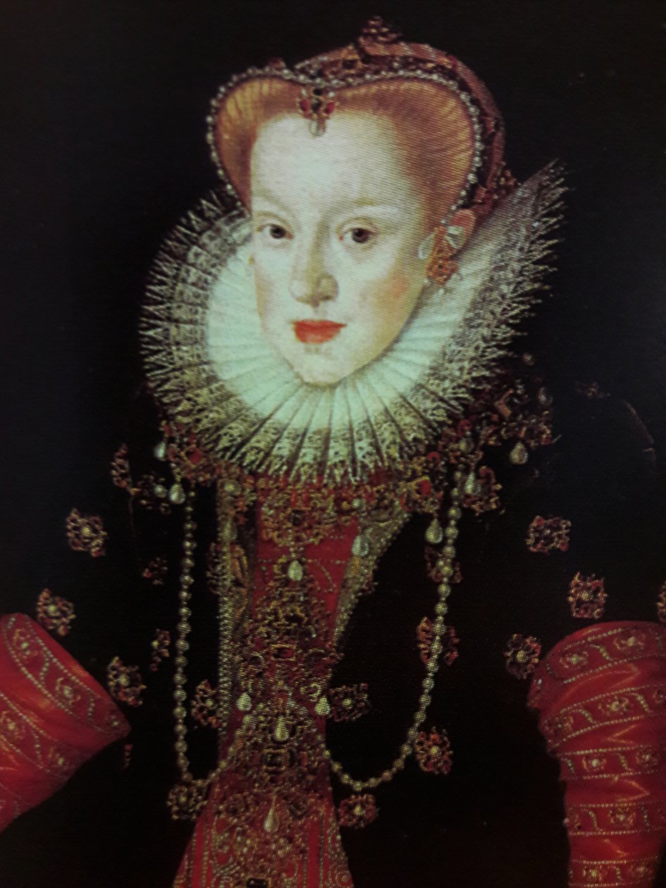 Retrato de corpo inteiro de Ana da Áustria (1573-1598) (detalhe) de Martin Kober