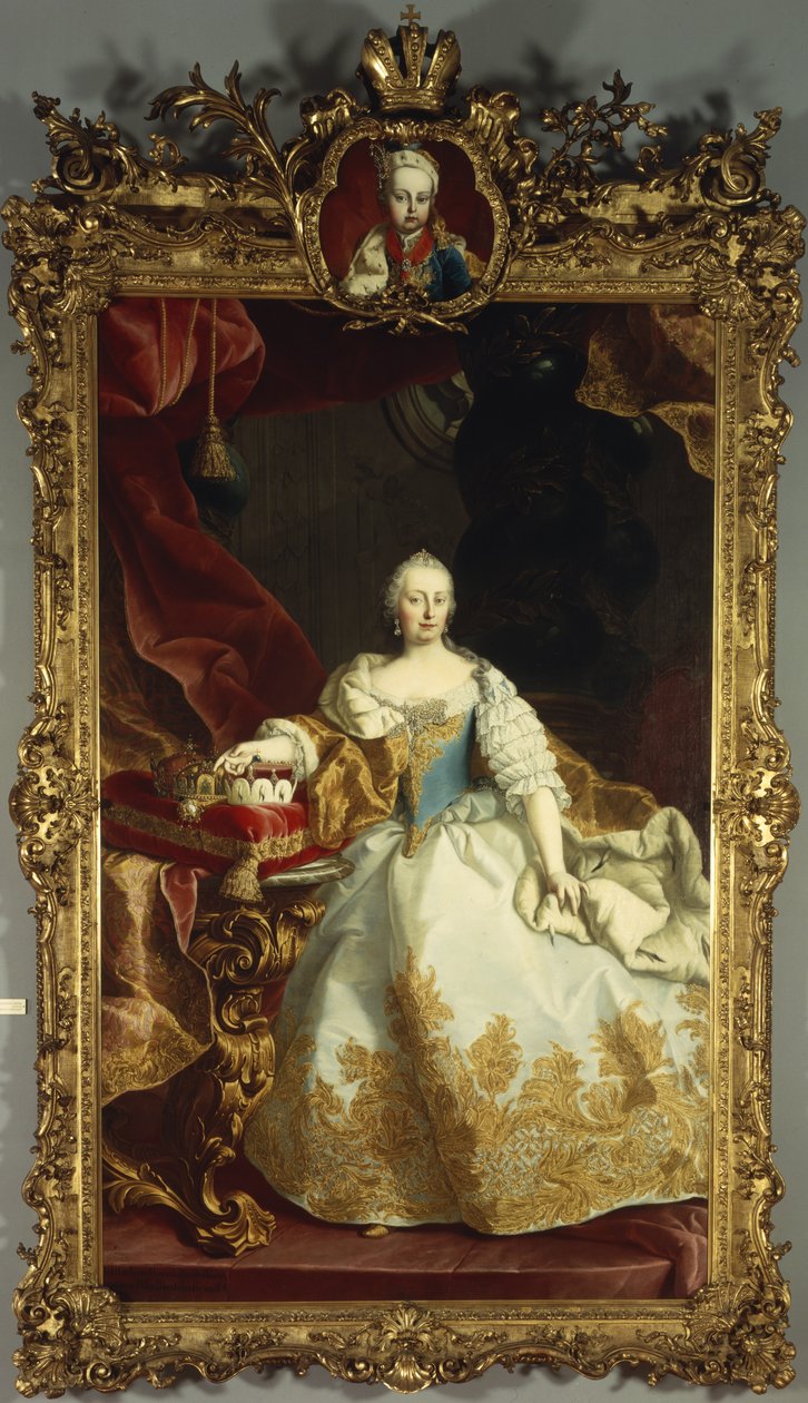 Retrato da Imperatriz Maria Teresa com José II quando criança, 1744 de Martin Meytens the Younger