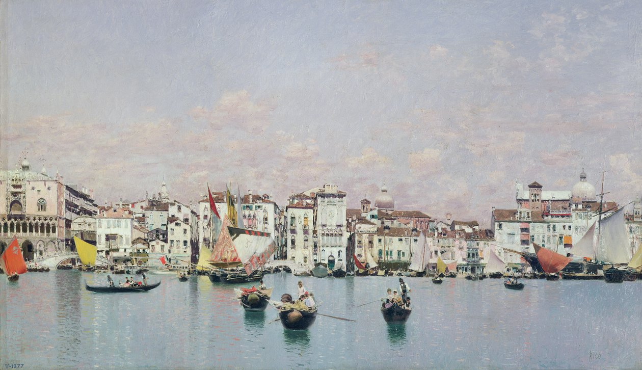 O Palácio dos Doges e a Riva degli Schiavoni, Veneza de Martín Rico y Ortega