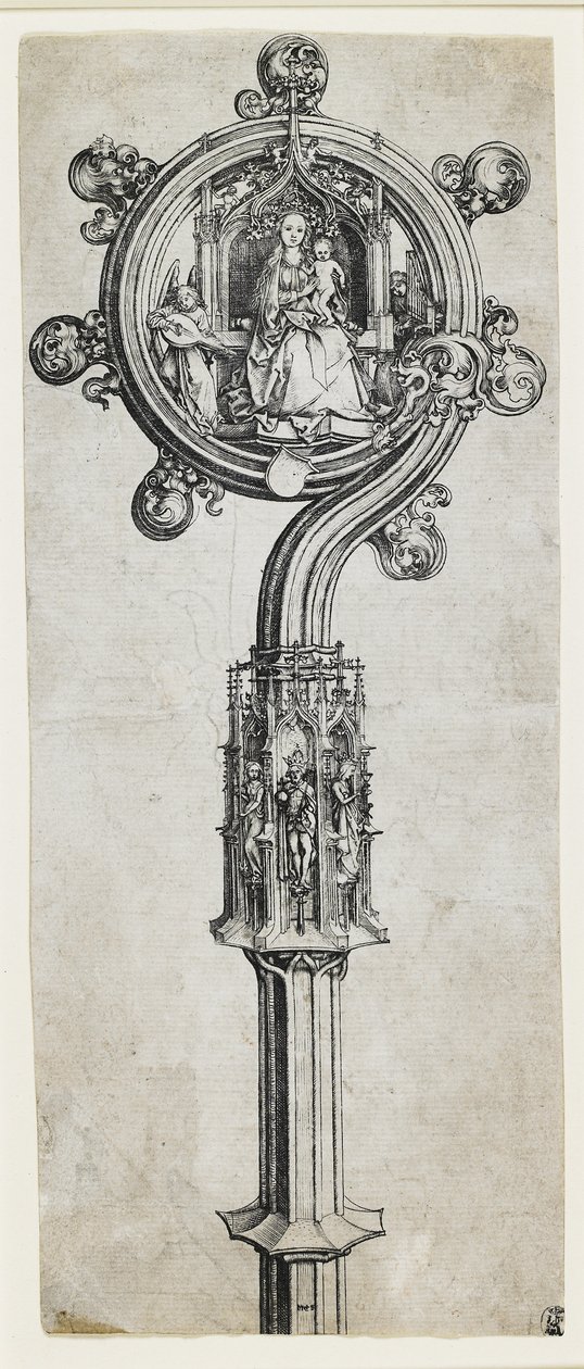 Um Bispo Crozier, c. 1475-1480 de Martin Schongauer