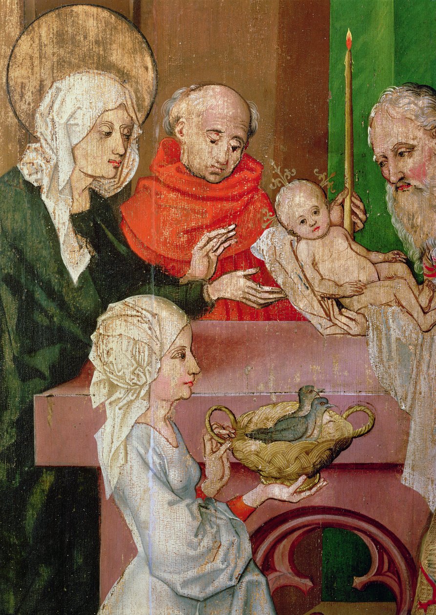 Detalhe da Apresentação no Templo, do Retábulo dos Dominicanos, c.1470-80 de Martin Schongauer