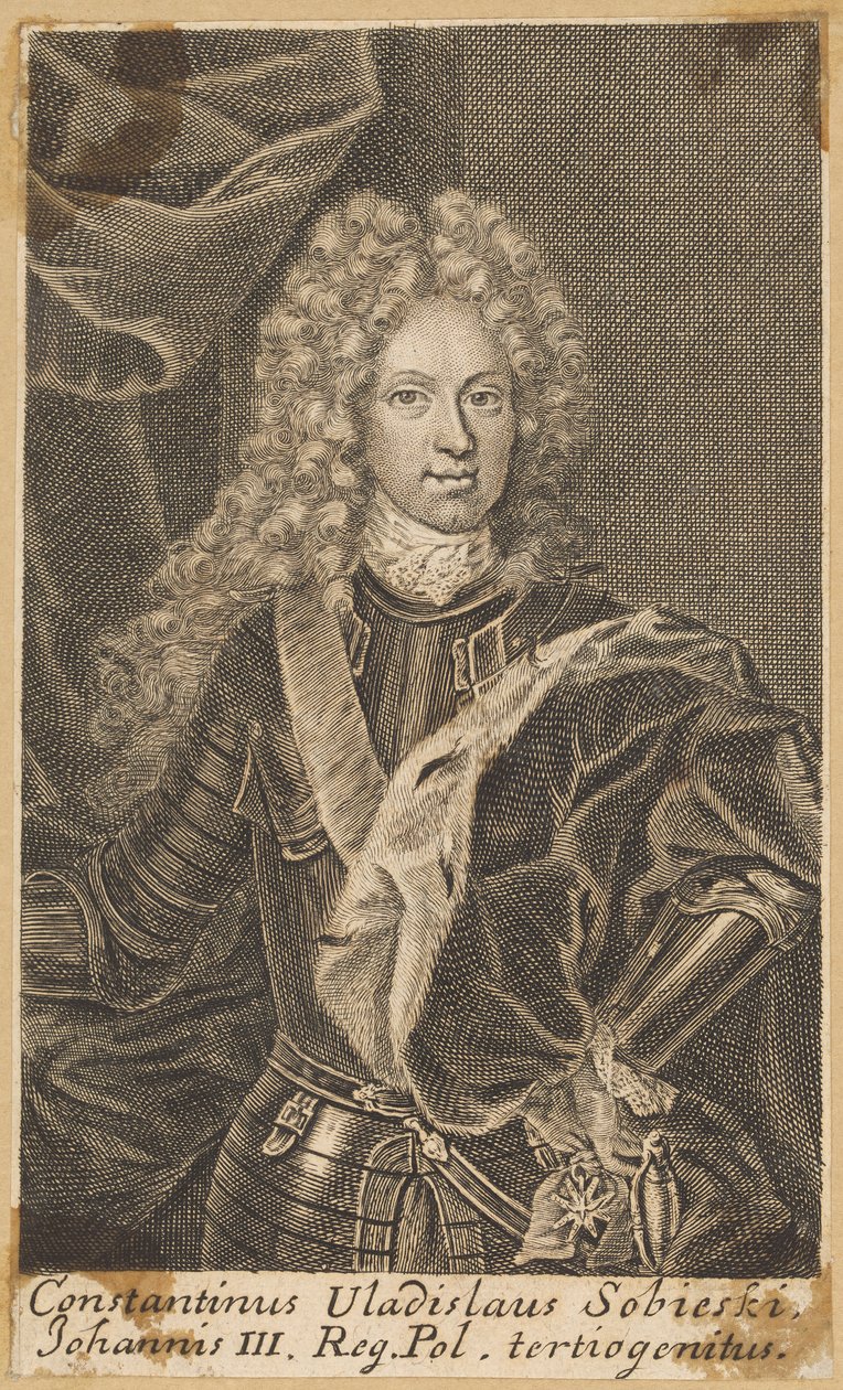 Constantinus Vladislaus Sobieski, terceiro filho de João III, rei da Polónia [Konstanty Władysław Sobieski] de Martin Bernigeroth