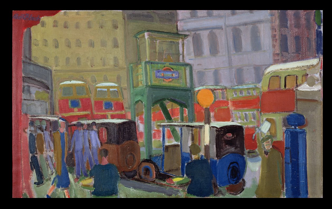 Cena de rua de Londres (óleo sobre tela) de Martin Bloch