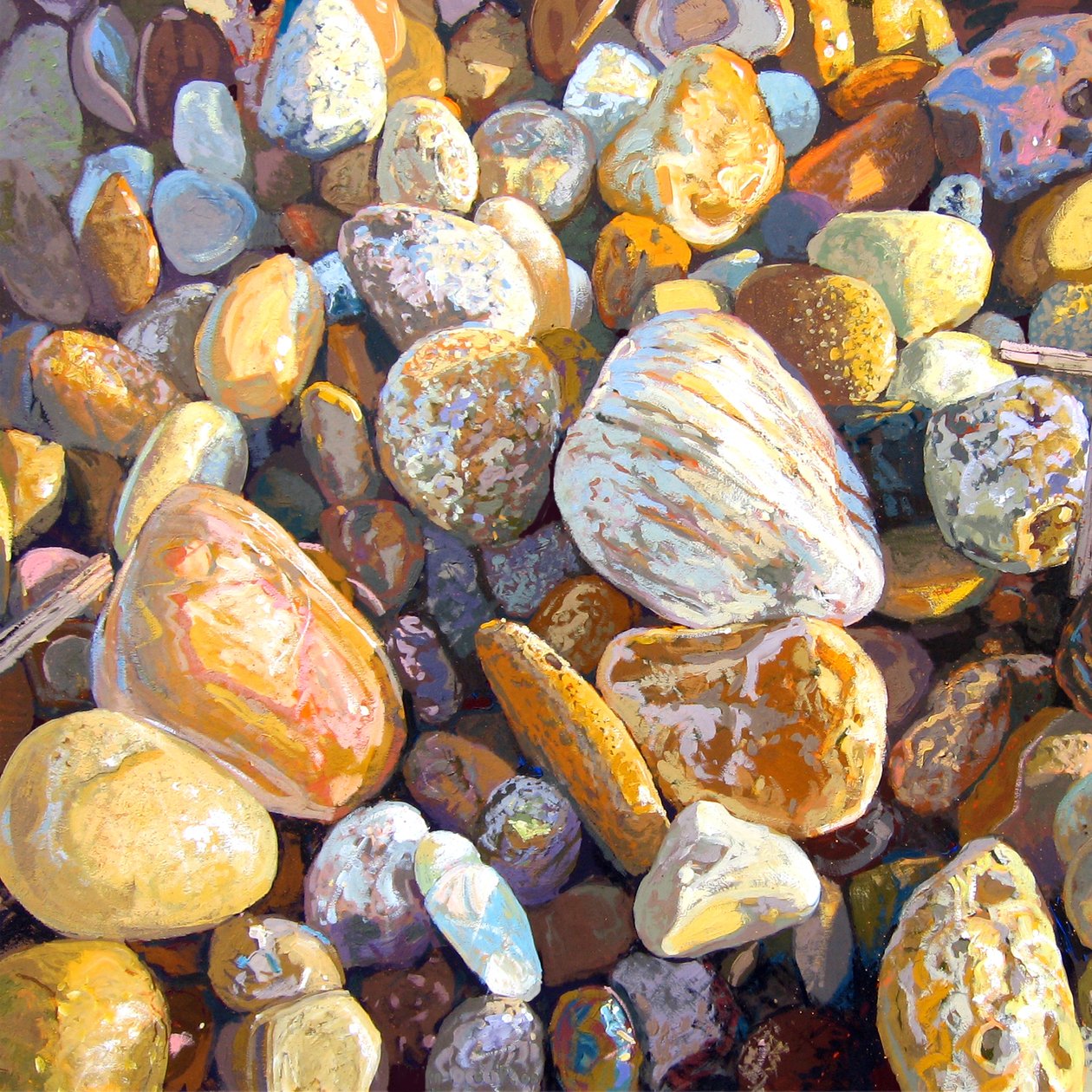 Beach Pebbles, 2007 (guache a bordo) de Martin Decent
