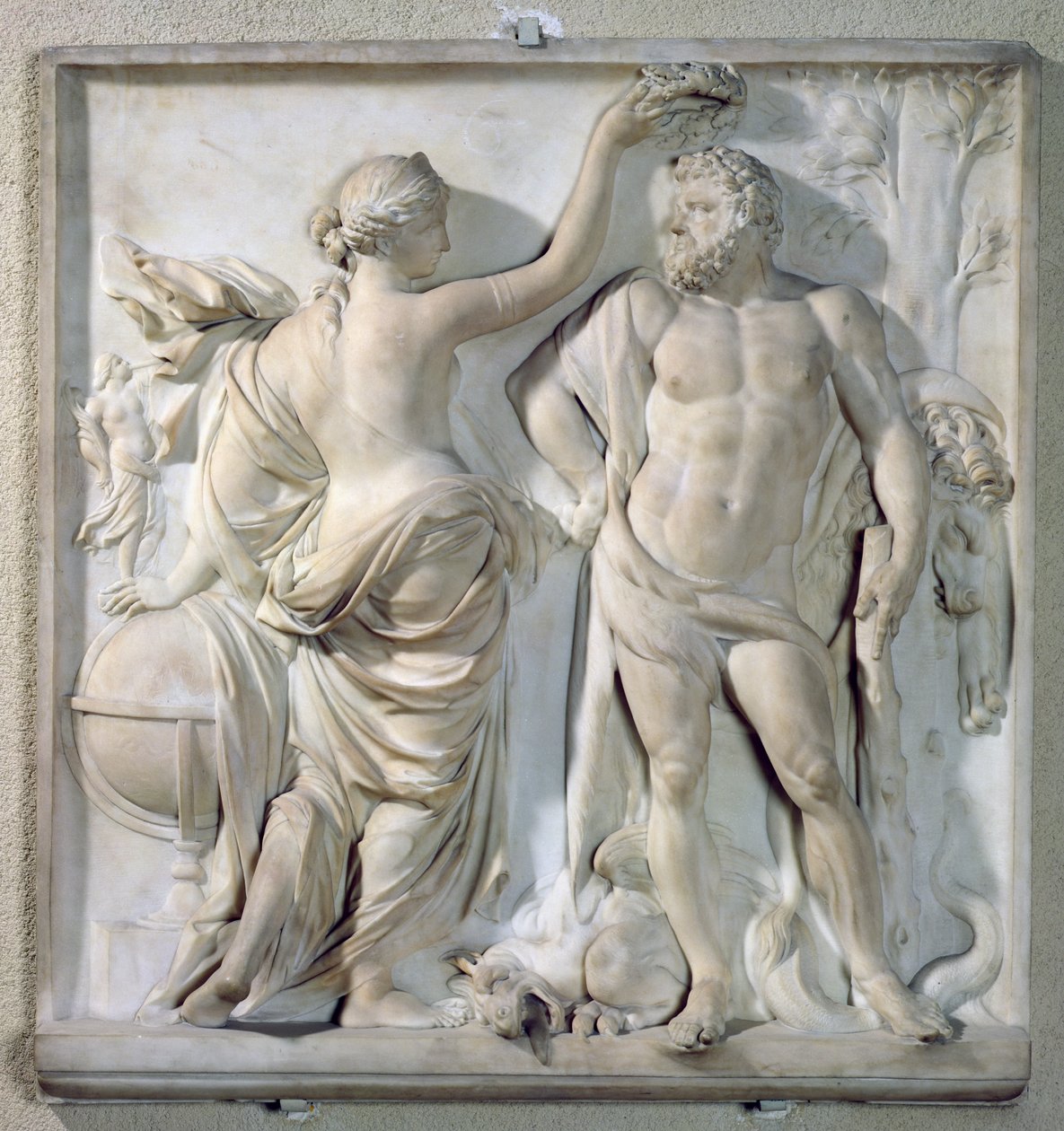 Hércules coroada pela glória, 1671 (mármore) de Martin Desjardins
