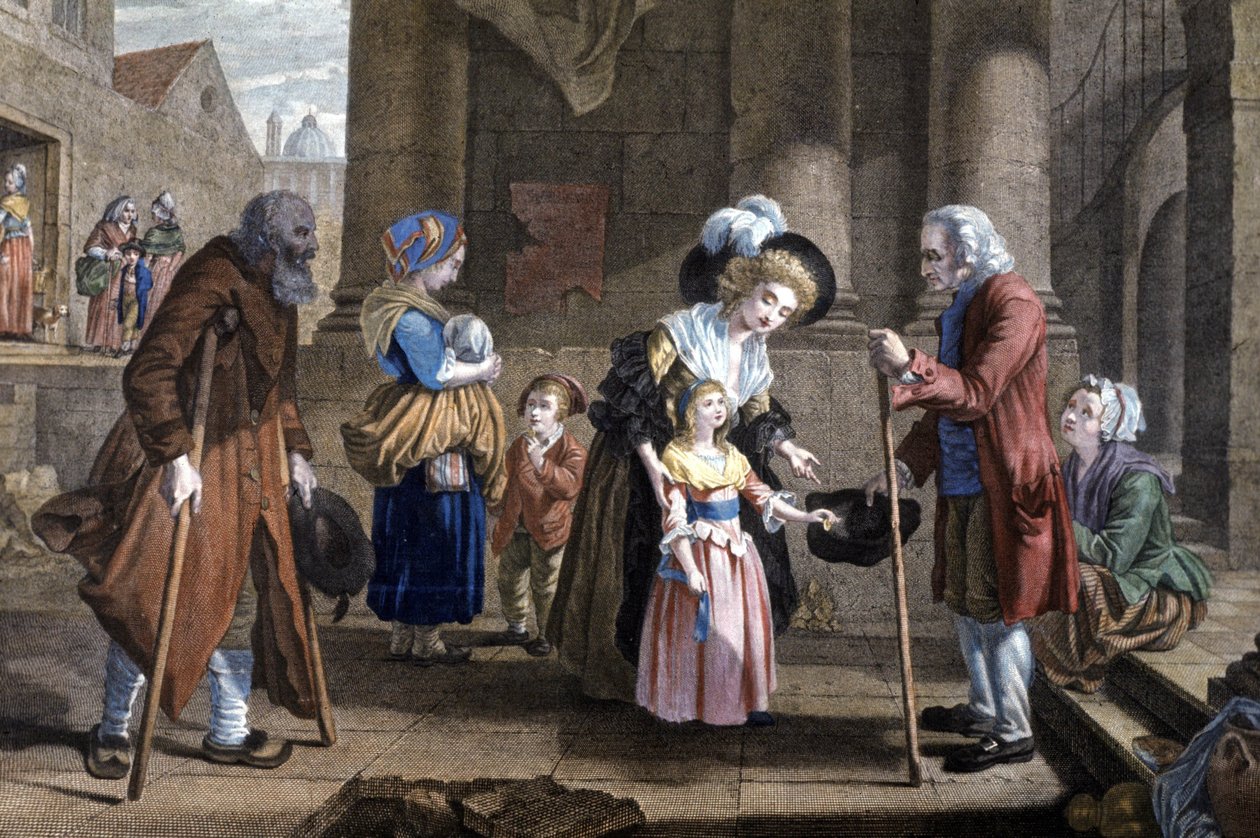 Lição de humanidade. Educação de uma jovem rapariga, c.1790 (gravura) de Martin Drölling