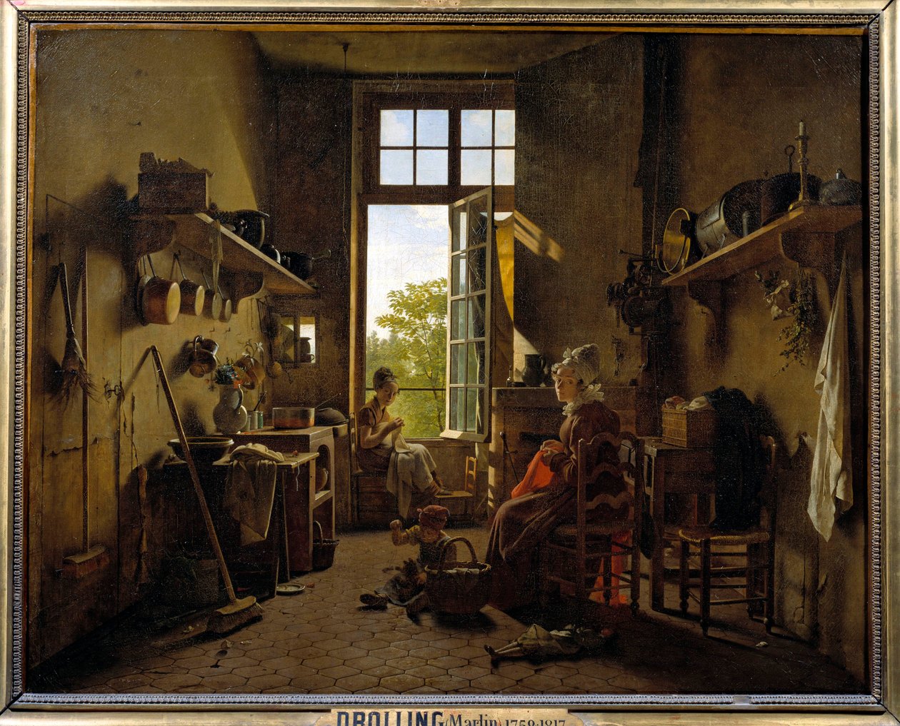 Interior de uma cozinha Pintura de Martin Drolling (1752-1817) 1815 Sol. 0,65x0,8 m de Martin Drölling