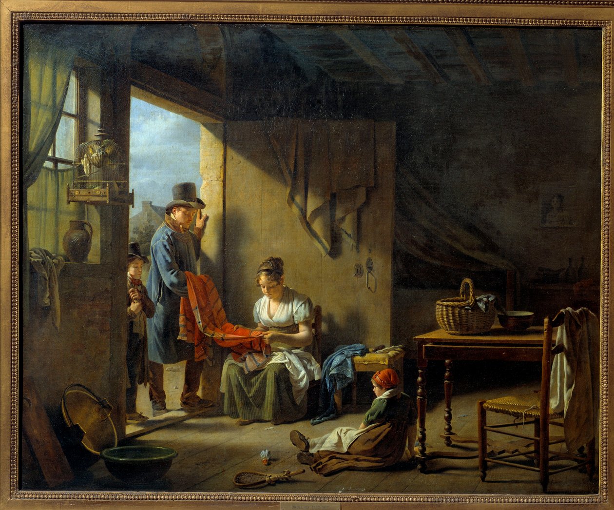 O vendedor ambulante. Pintura de Martin Drolling (1752-1817) de Martin Drölling