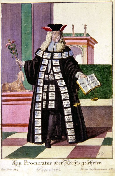 Um promotor público, c. 1735 (gravação) de Martin Engelbrecht