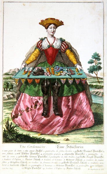 A Shoemaker, c.1735 (gravação a cores) de Martin Engelbrecht