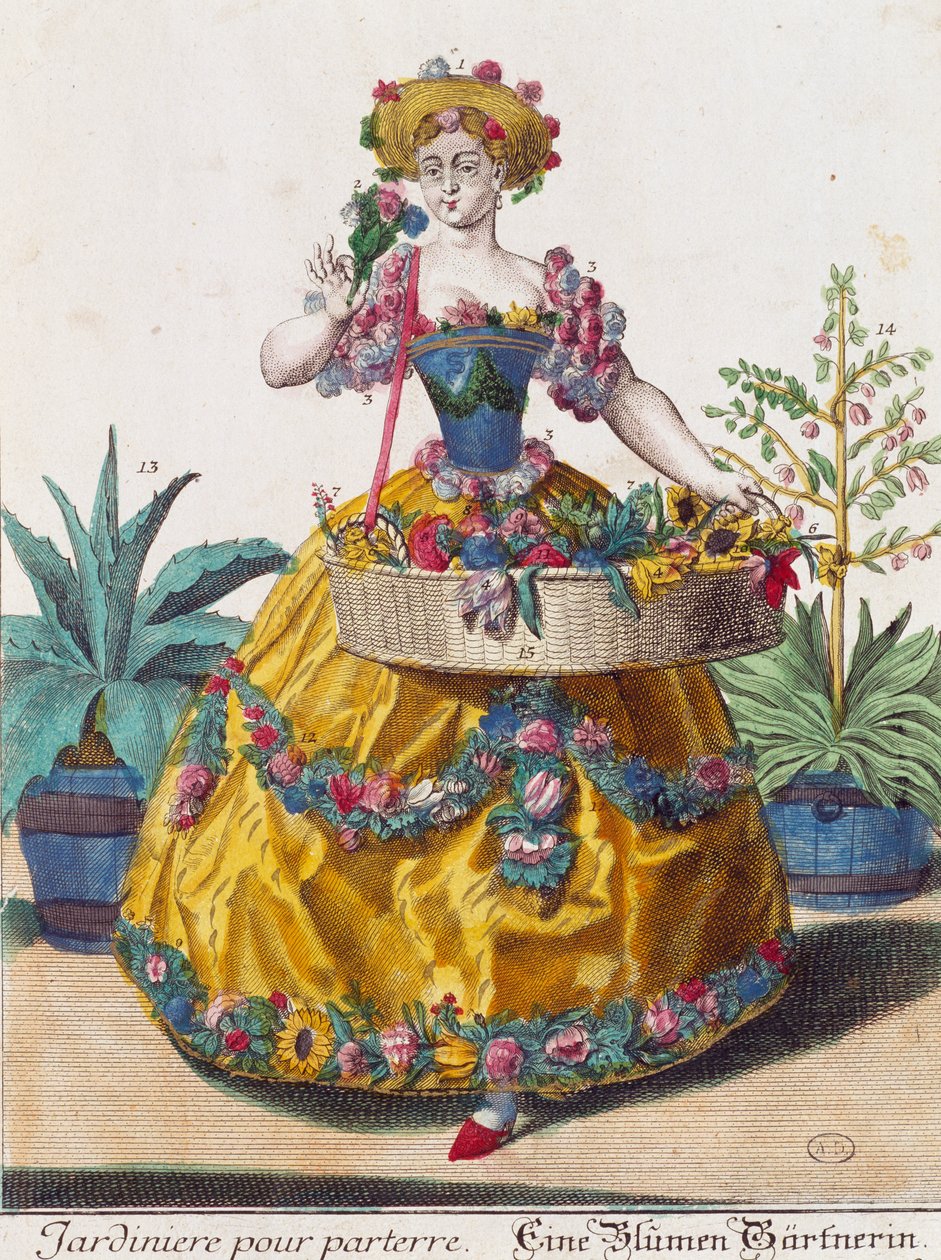 Jardineiro, gravura de Assemblage des nouveau manouvries habilles de Martin Engelbrecht (1684-1756), Alemanha de Martin Engelbrecht