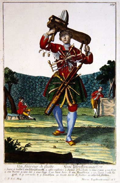 The Flute Maker, c.1735 (gravação a cores) de Martin Engelbrecht