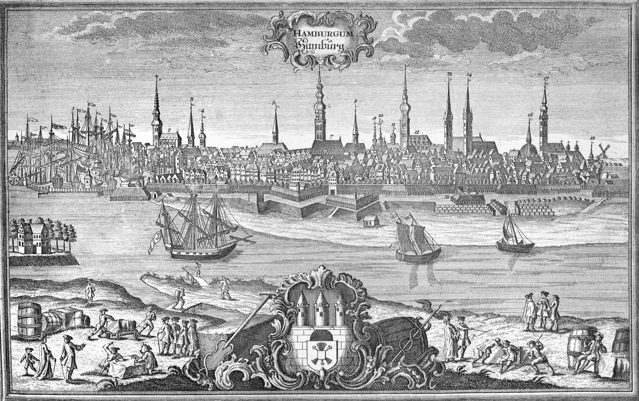 Vista de Hamburgo, c.1710-50 de Martin Engelbrecht