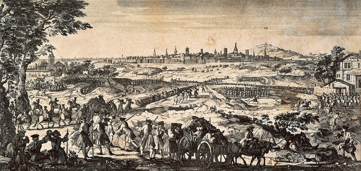 Guerra de Sucessão da Espanha (1701-1714) entre França e Espanha, a sede de Barcelona de Martin Engelbrecht