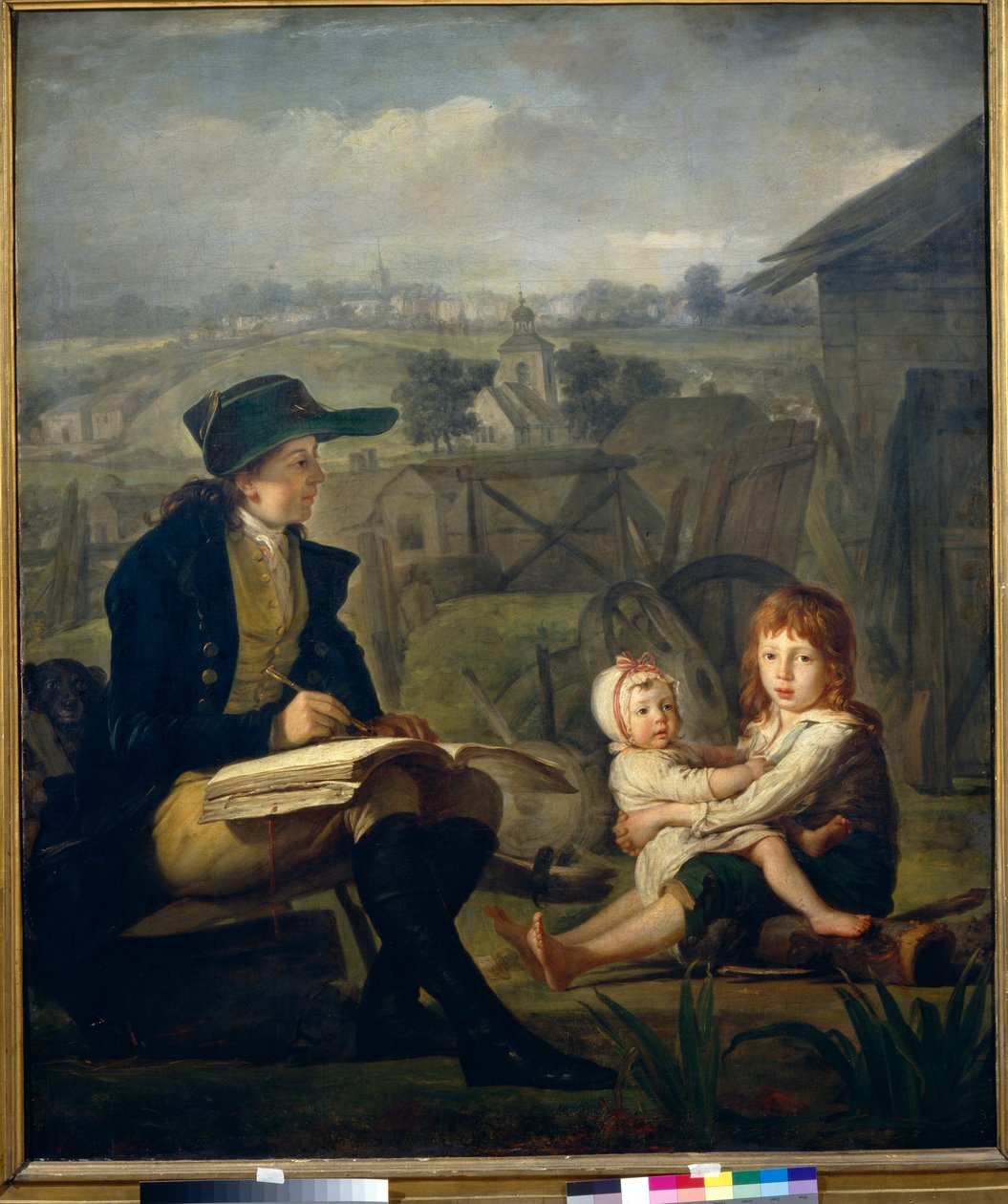 Werther dessine des enfants, illustration du roman ""As Dores do Jovem Werther"" (Les Souffrances du jeune Werther) de Johann Wolfgang von Goethe (1749-1832) - Werther desenhando crianças - Óleo sobre tela de Martin Ferdinand Quadal (1736-1808) ) de Martin Ferdinand Quadal