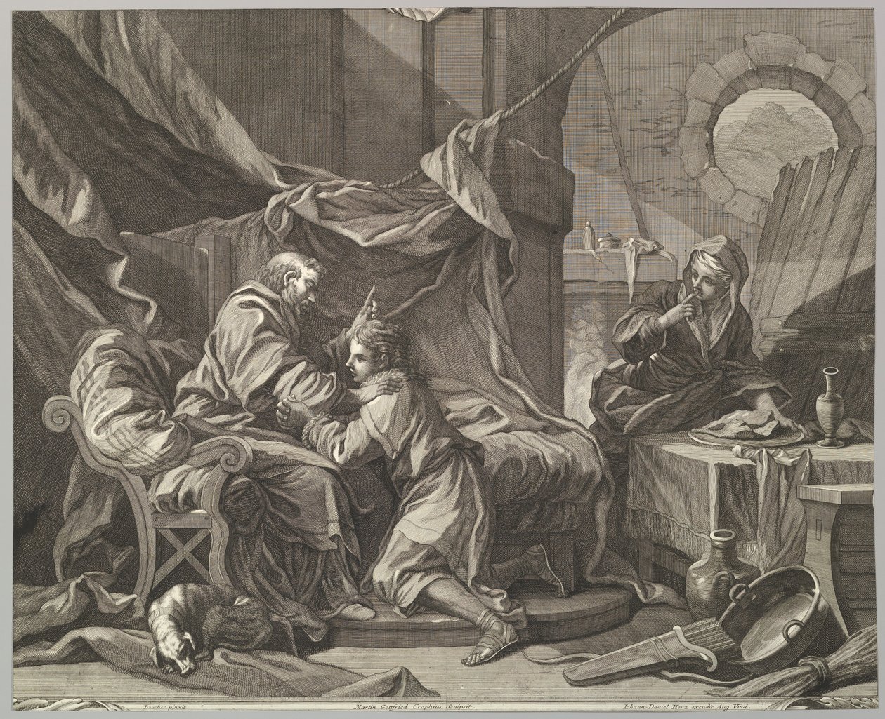 Isaac abençoando Jacó, século 18. de Martin Gottfried Crophius