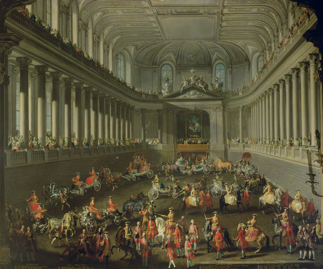 Uma Cavalgada na Escola de Equitação de Inverno do Hof de Viena para celebrar a derrota do exército francês em Praga, em 1743 (para detalhes, ver 66596 e 66708) de Martin II Mytens or Meytens