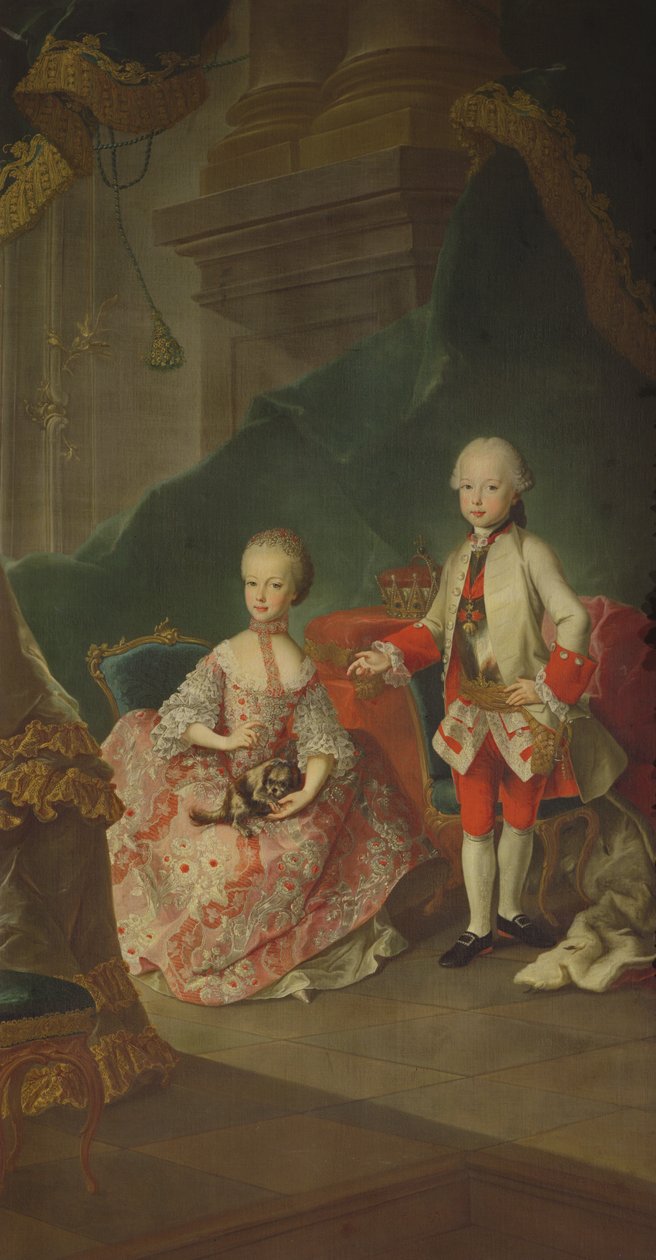Dois filhos da imperatriz Maria Teresa da Áustria (1717-1780) Leopold (1747-92) (mais tarde imperador Leopoldo II) e sua irmã princesa Maria Christine (mais tarde esposa de Albert Sachsen-Teschen, fundadora da Alb de Martin II Mytens or Meytens