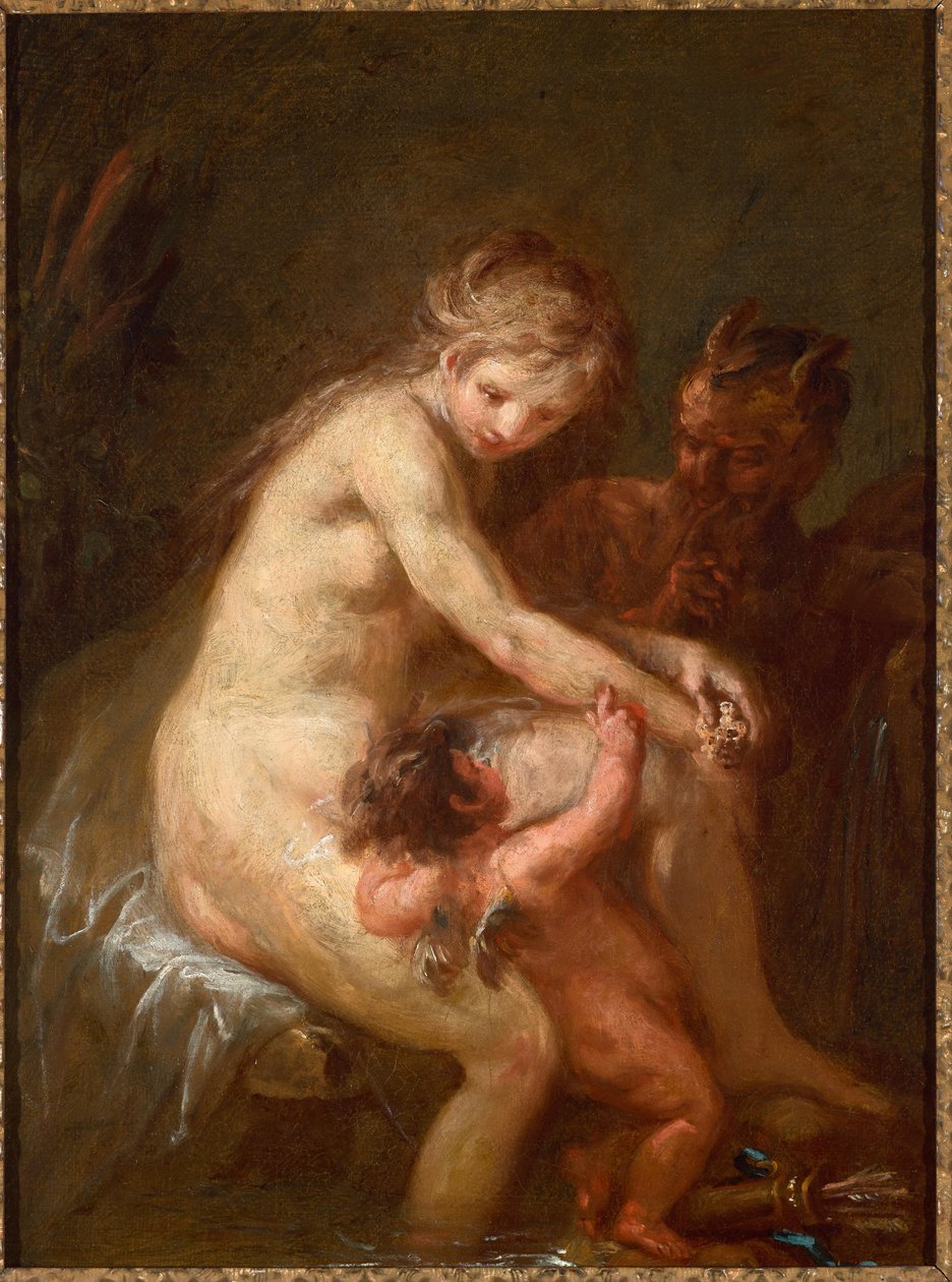 Ninfa e fauno com Cupido de Martin Johann Schmidt