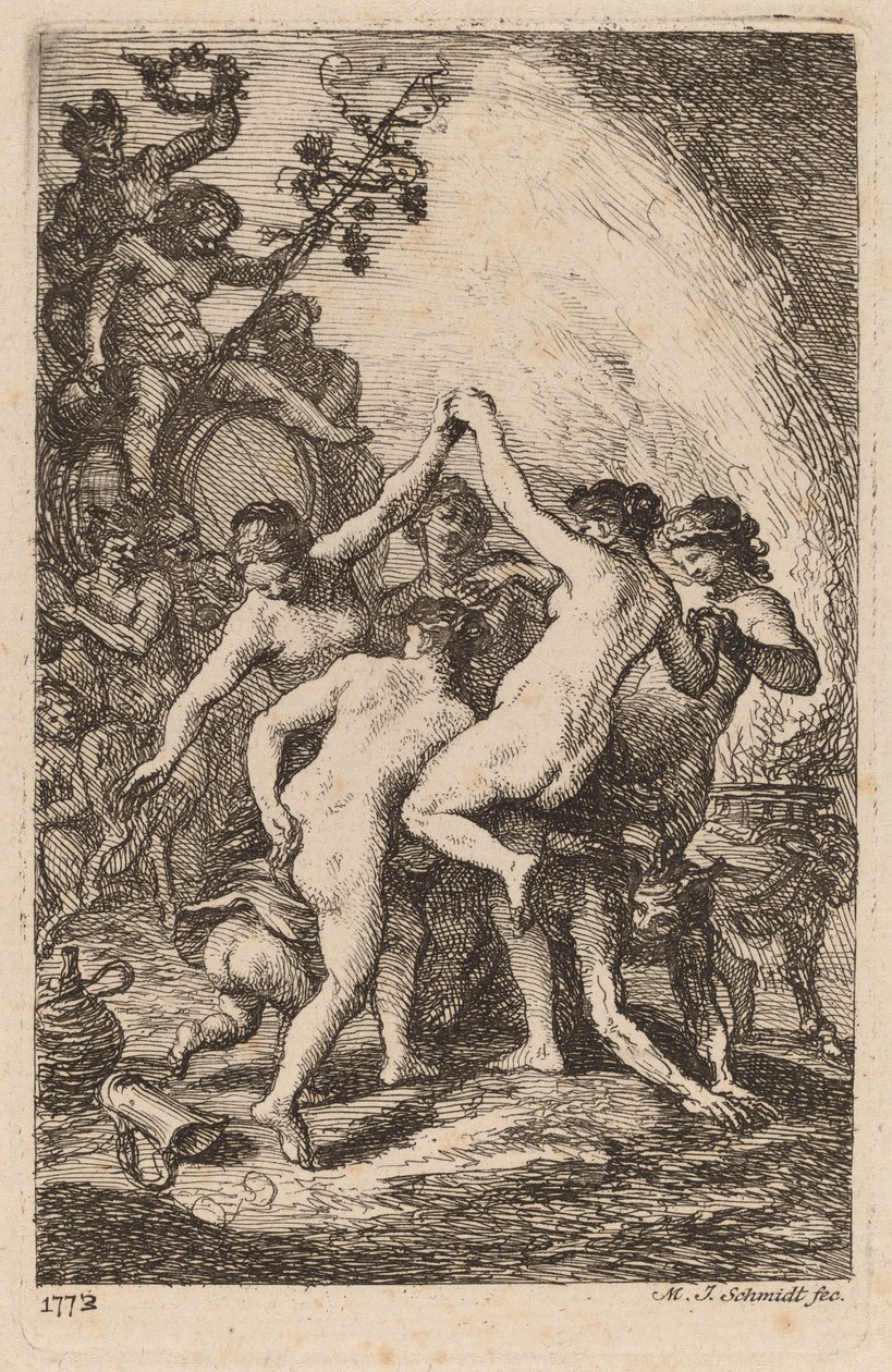 O Triunfo de Baco com Ninfas Dançantes de Martin Johann Schmidt