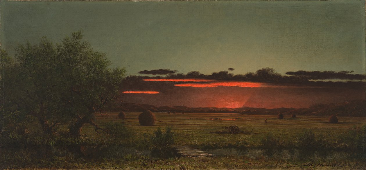 Prados de Nova Jérsia ao pôr do sol de Martin Johnson Heade