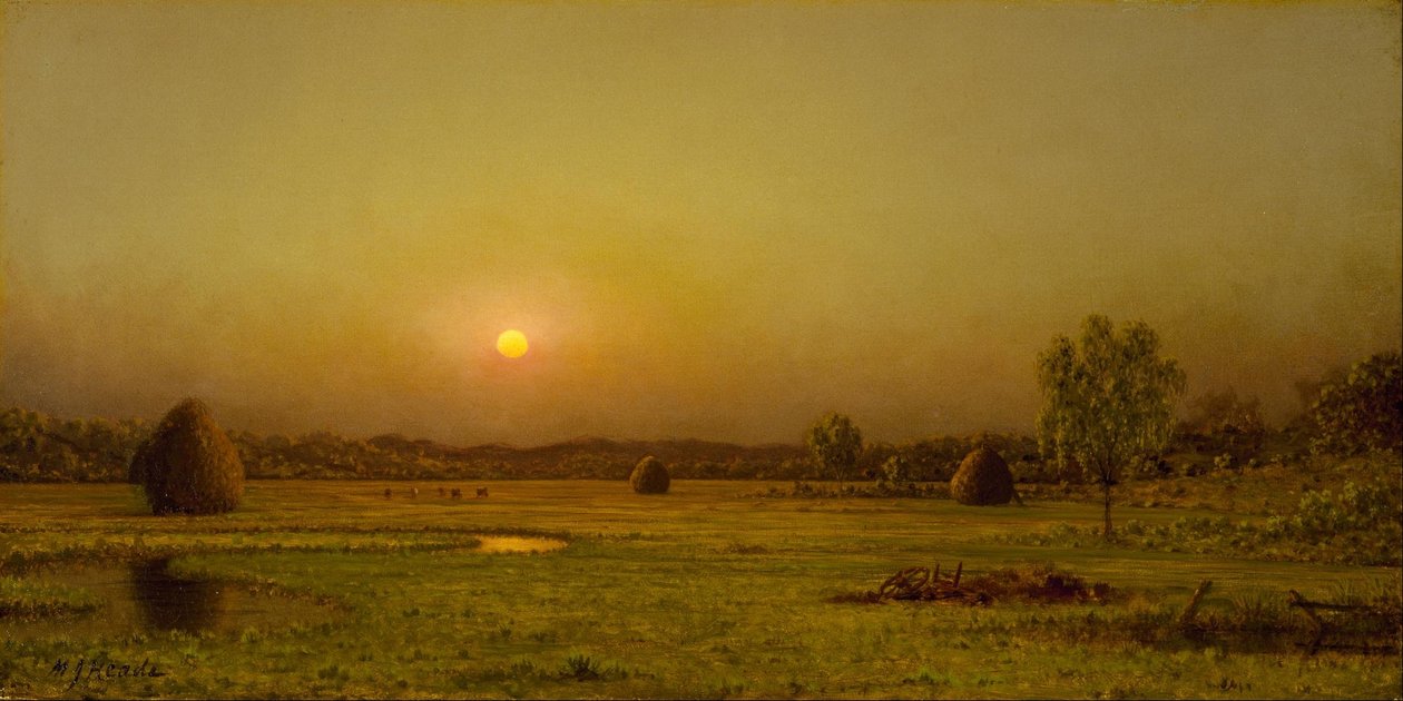 Pôr do sol no pântano, Newburyport, Massachusetts de Martin Johnson Heade