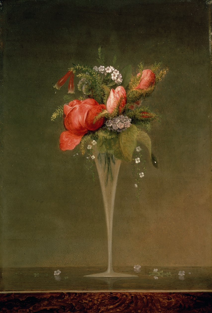 Ainda vida com copo de vinho, 1860 de Martin Johnson Heade