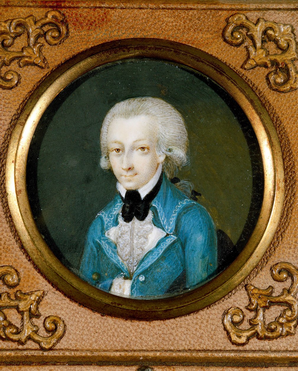 Áustria, Retrato do compositor austríaco Wolfgang Amadeus Mozart (1756 - 1791), c. 1773 (miniatura sobre marfim) de Martin Knoller