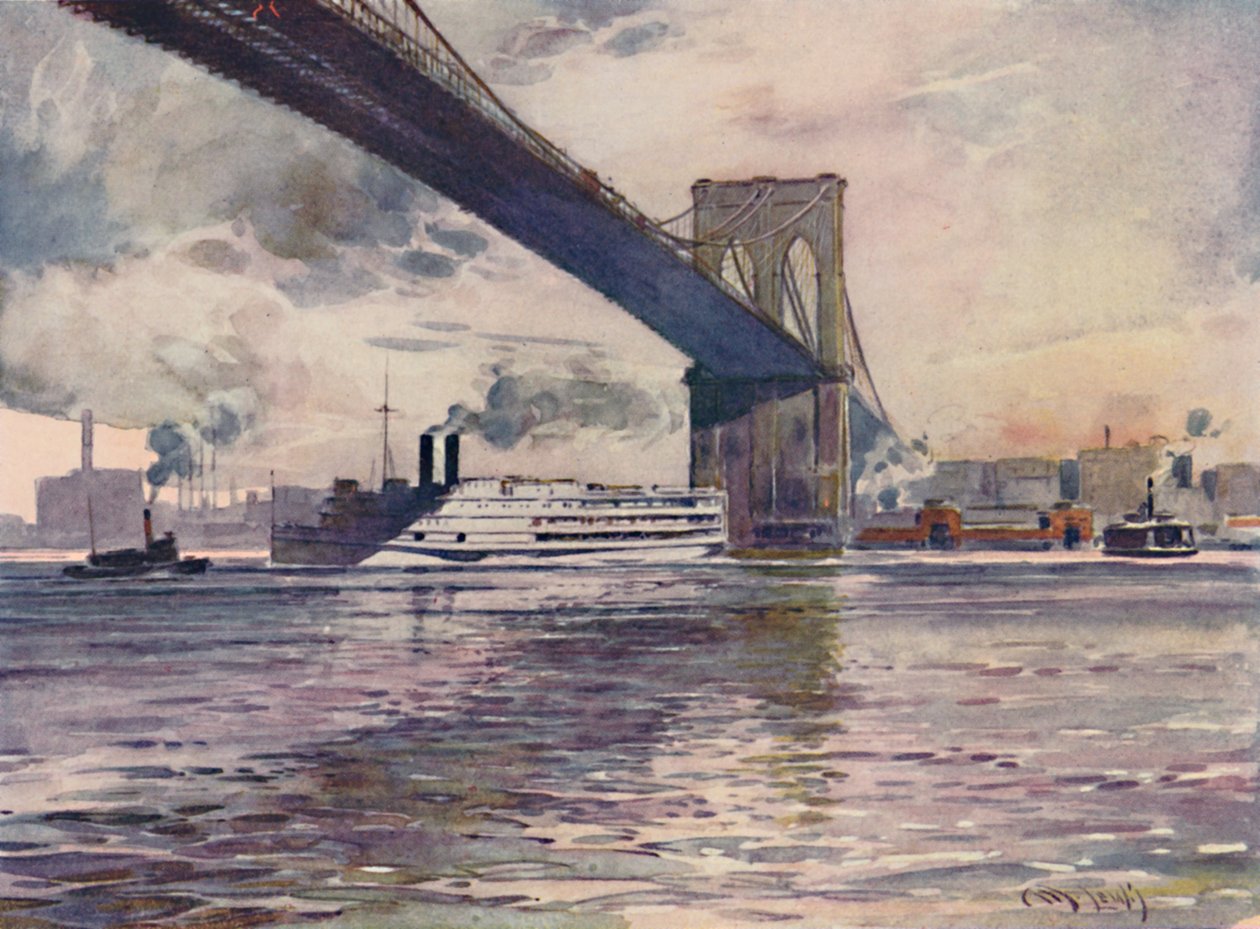 Ponte do Brooklyn, Nova York, 1916 de Martin Lewis