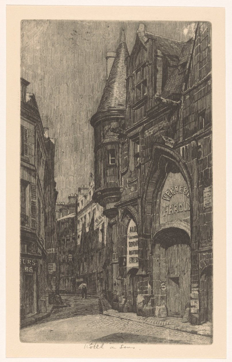 Vista da rua com o Hôtel de Sens em Paris de Martin Monnickendam