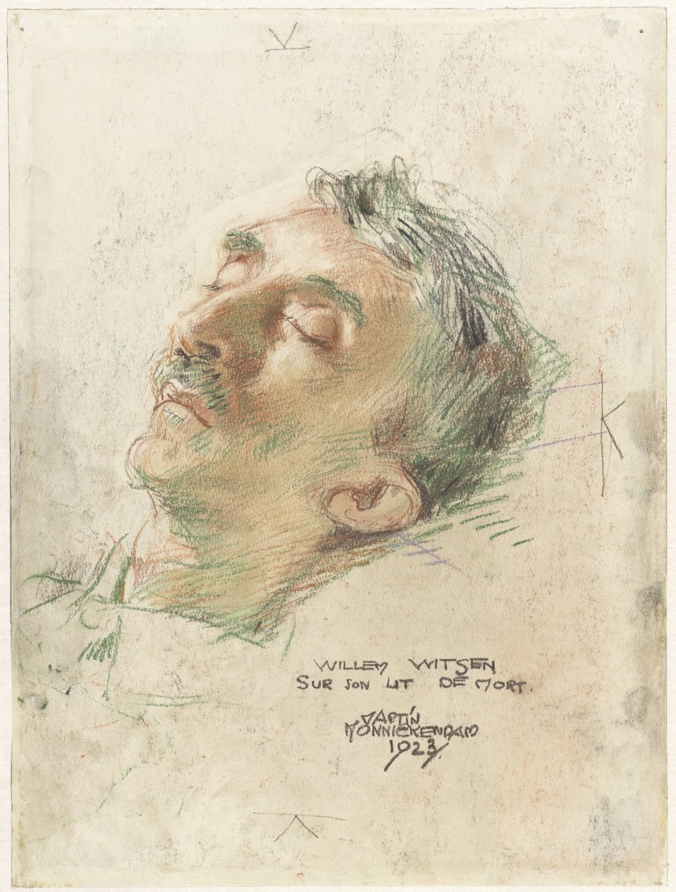 Willem Witsen em seu leito de morte Willem Witsen sur son lit de mort (título no objeto) de Martin Monnickendam
