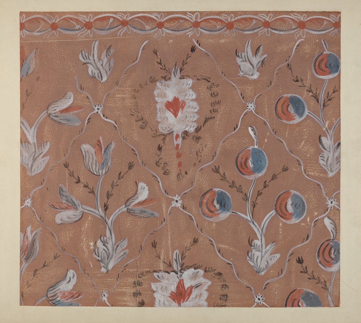 Detalhe da parede pintada à mão, c. 1939. de Martin Partyka