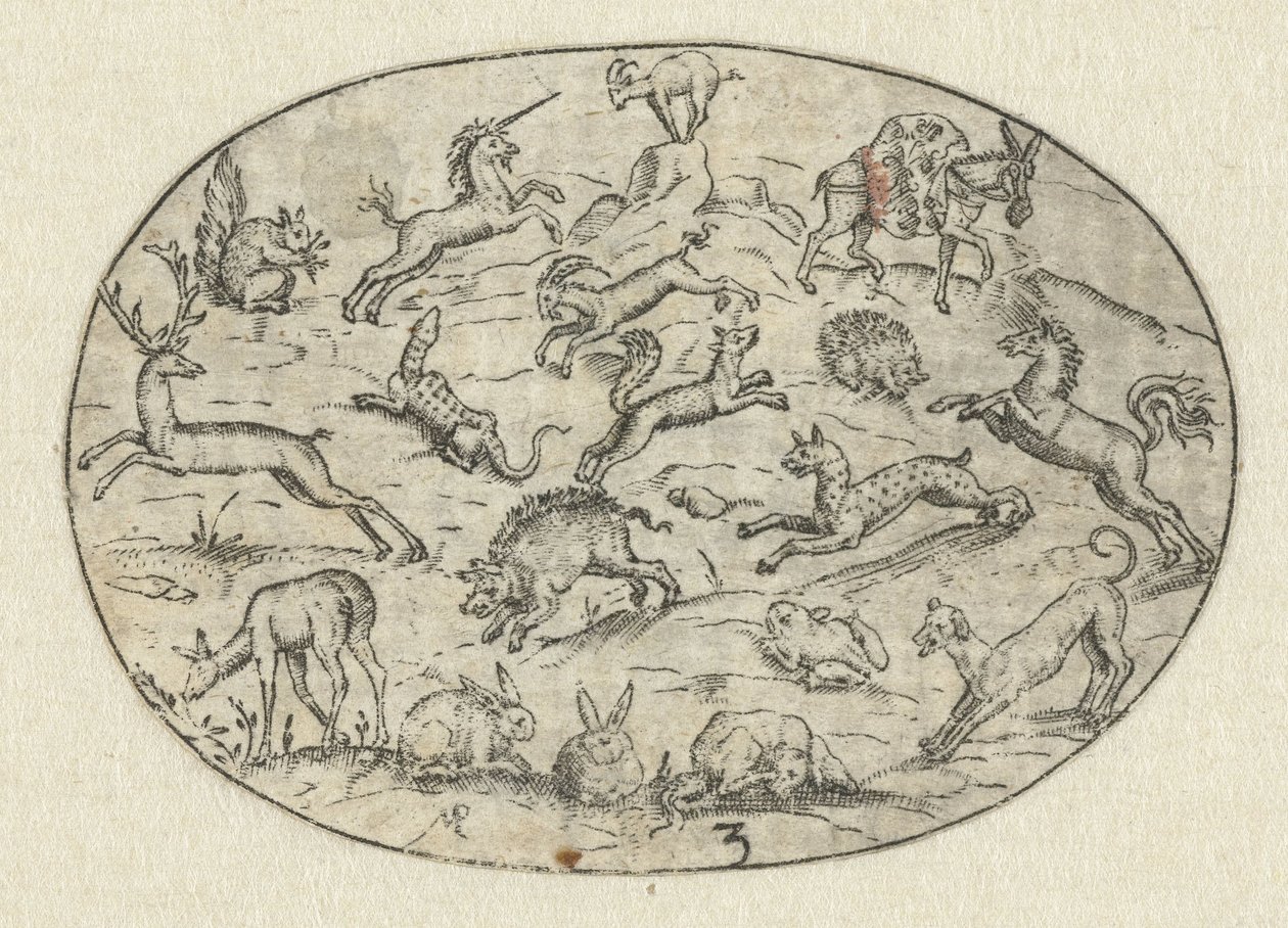 Oval com dezoito animais
Nev Thier Bvechlein (título da série) de Martin Pleginck