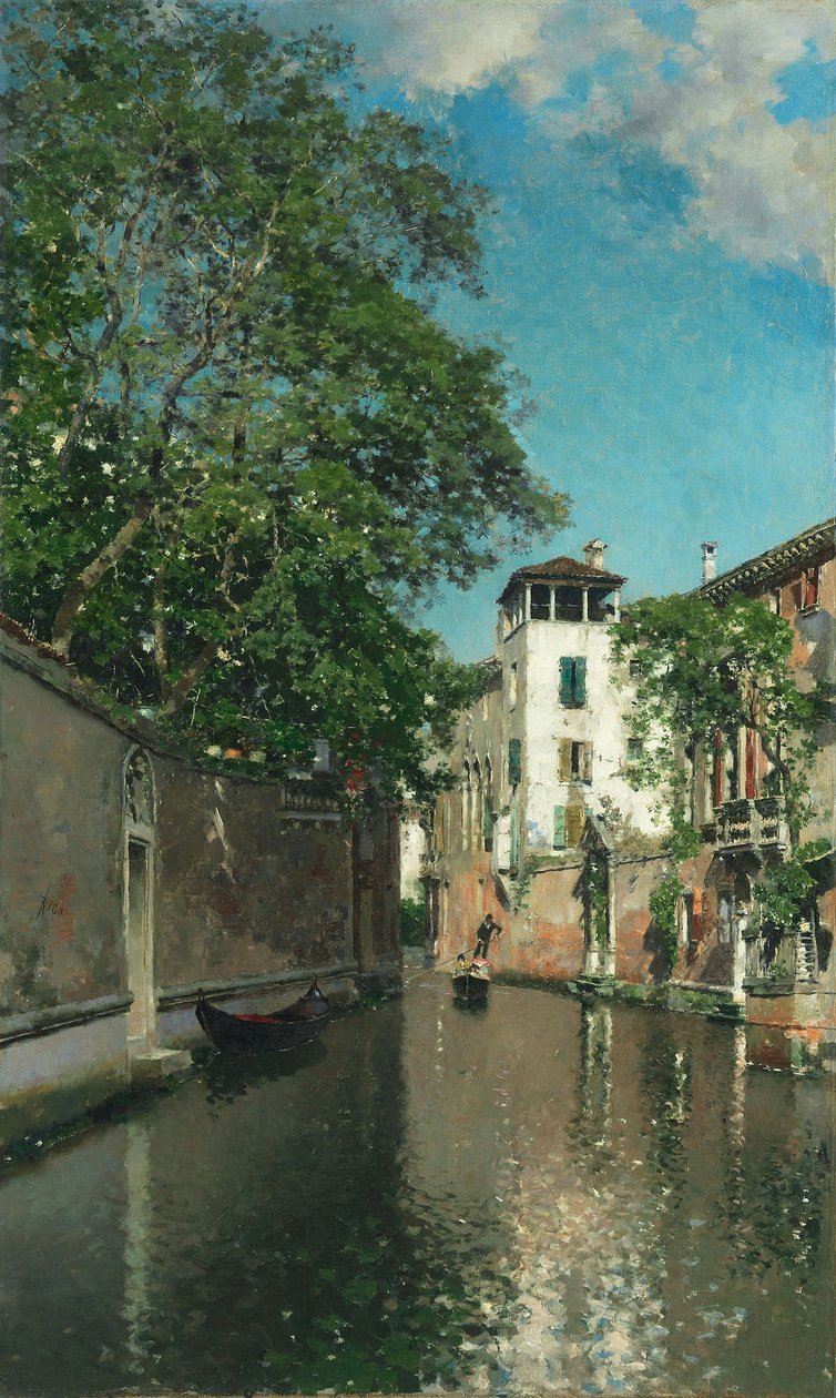 Canal em Veneza, c.1880 (óleo sobre tela) de Martín Rico y Ortega
