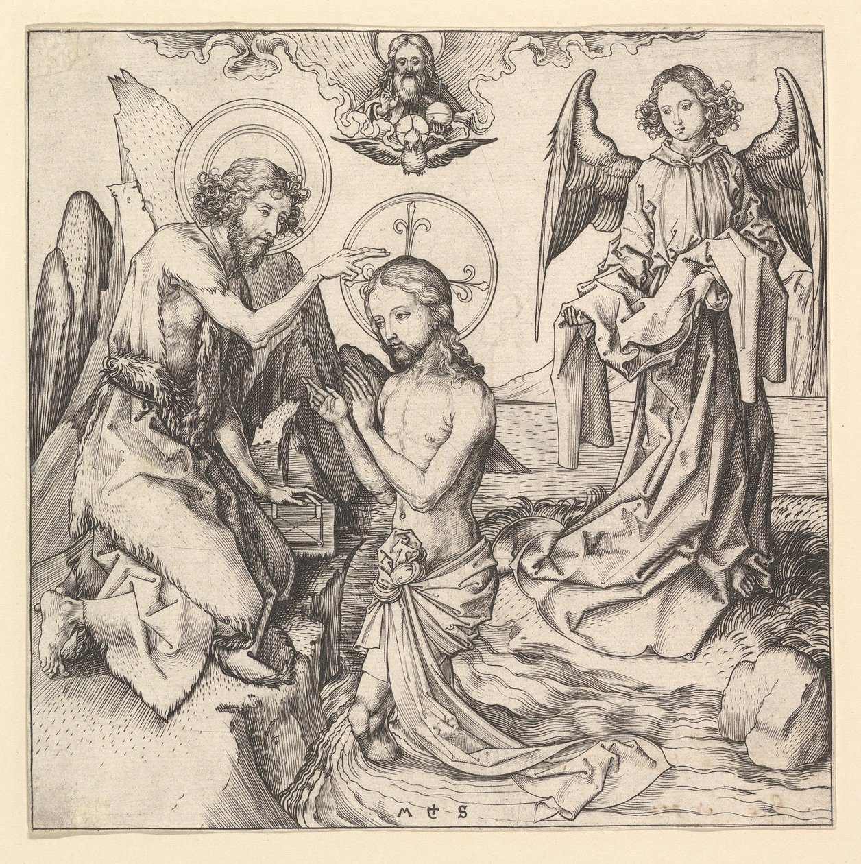 Batismo de Cristo, ca. 1470-1474. de Martin Schongauer
