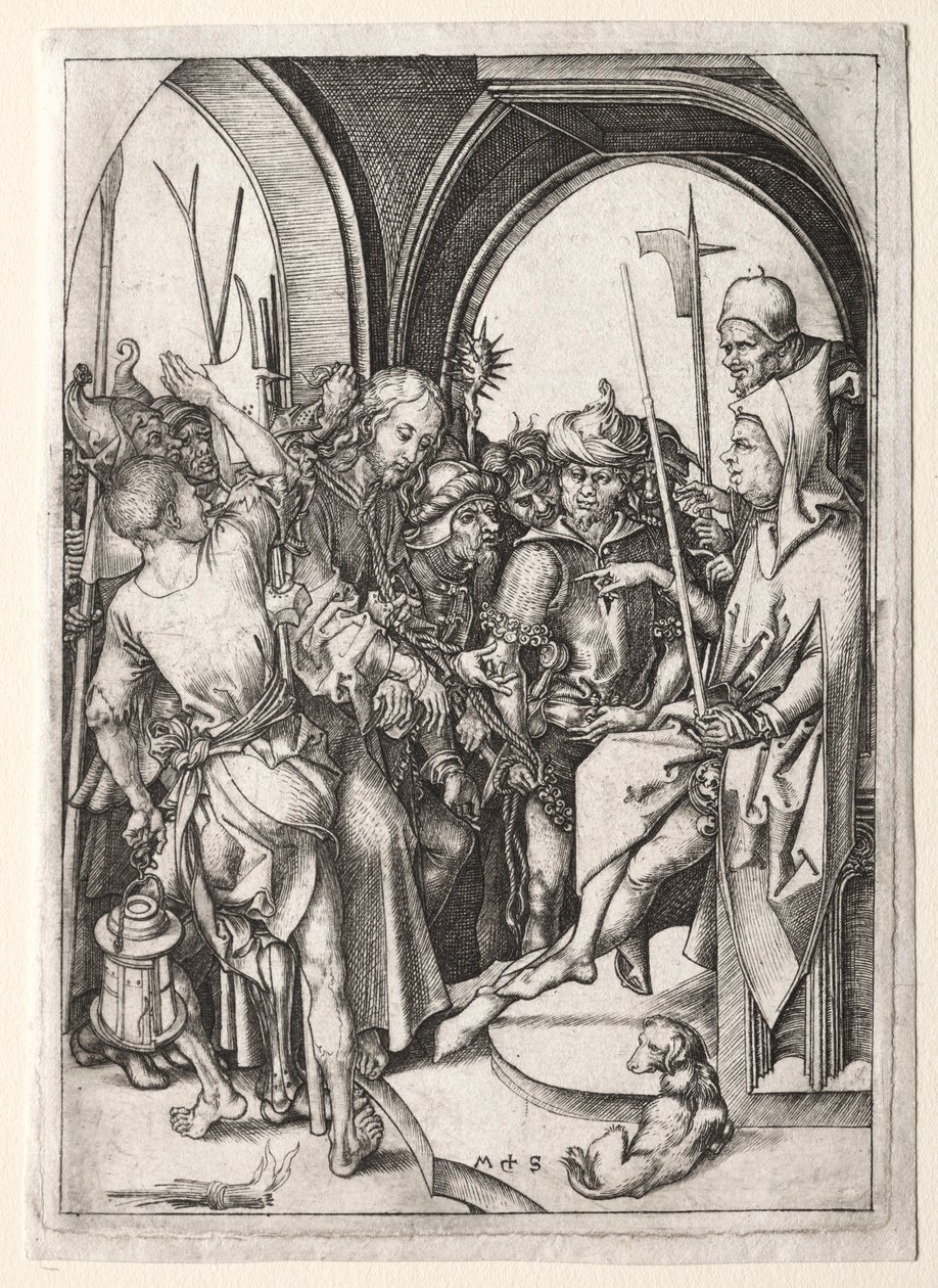 Cristo diante do sumo sacerdote. de Martin Schongauer