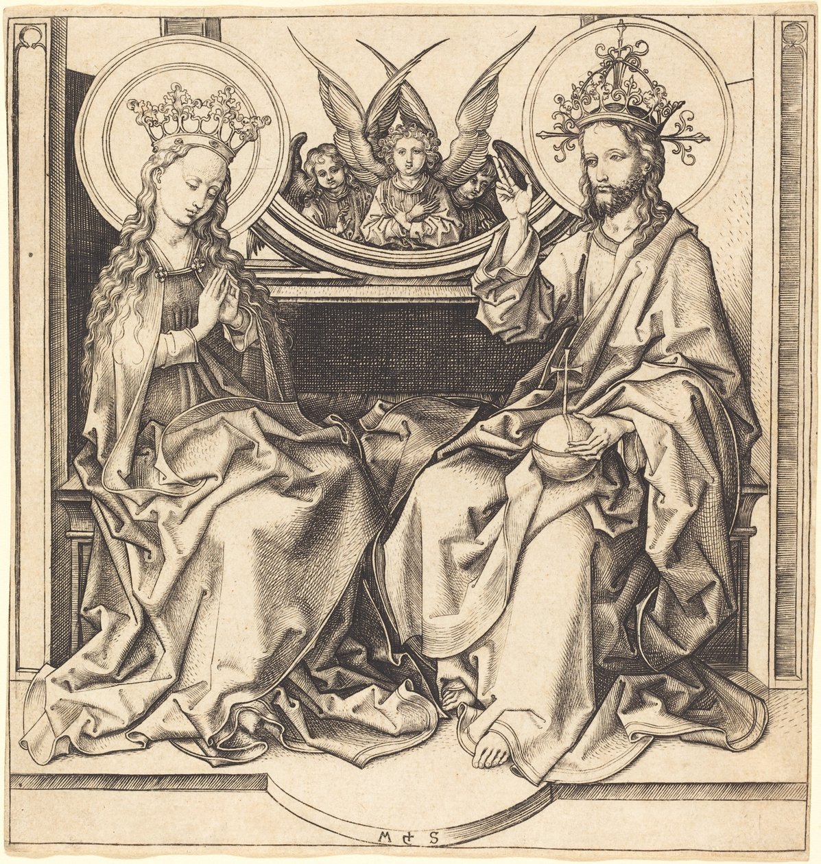 Cristo abençoando a Virgem de Martin Schongauer
