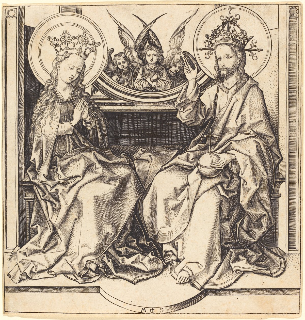 Cristo abençoando a Virgem de Martin Schongauer