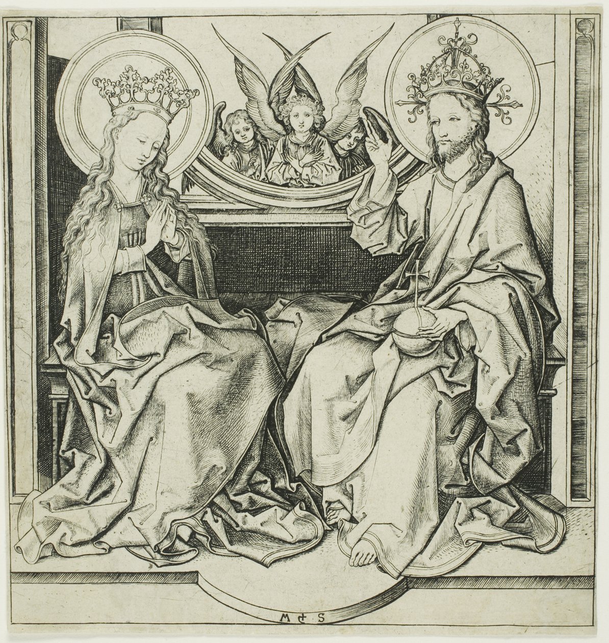 Cristo abençoando a Virgem de Martin Schongauer
