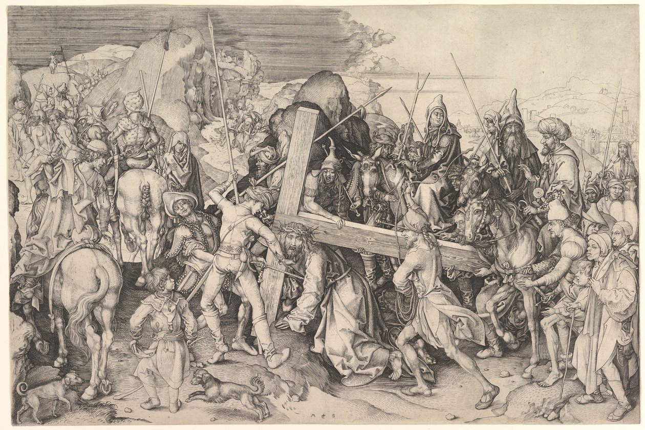 Cristo Carregando a Cruz, c.1475-80 (gravura) de Martin Schongauer