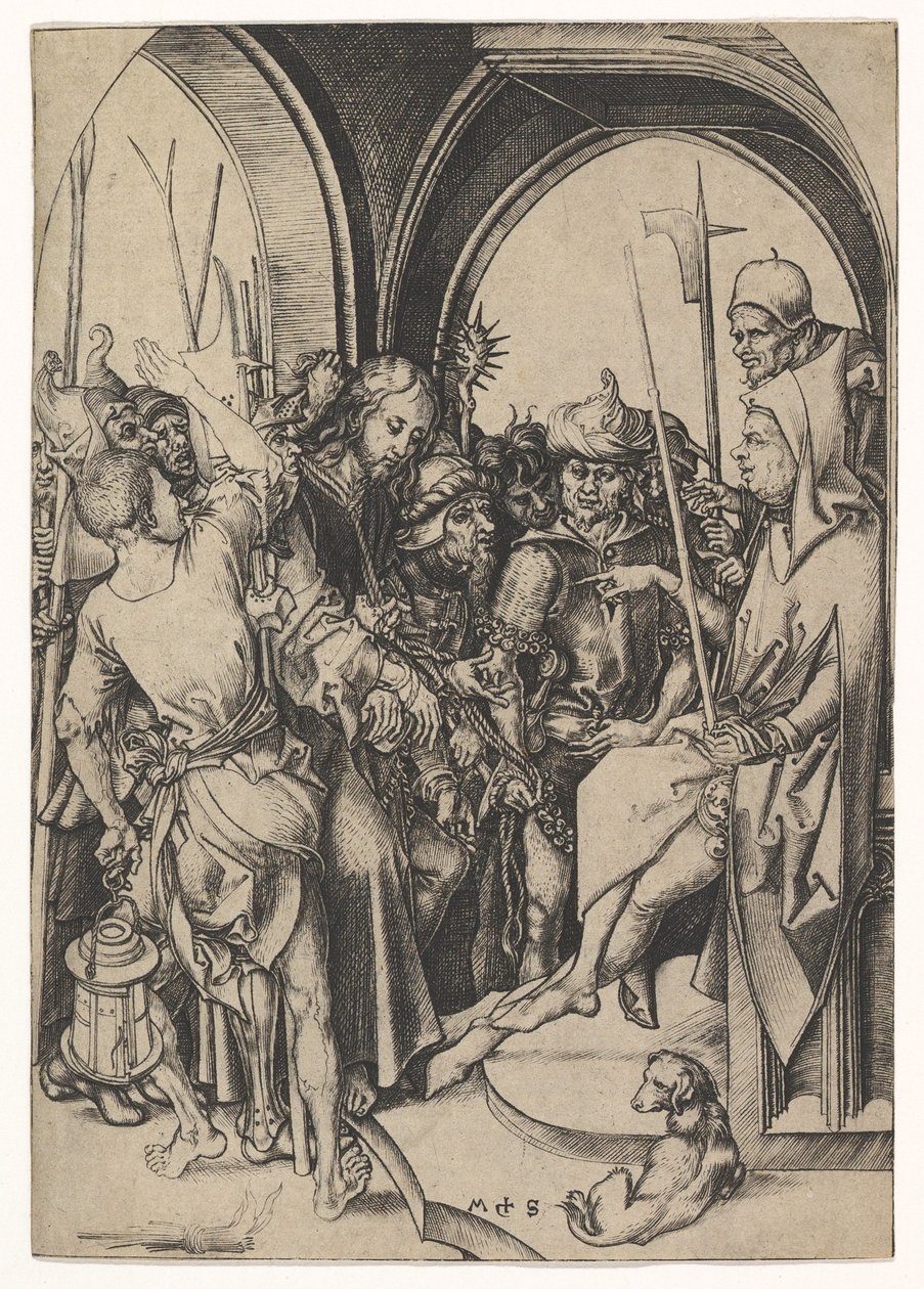 Cristo diante de Anás, ca. 1435-1491. de Martin Schongauer